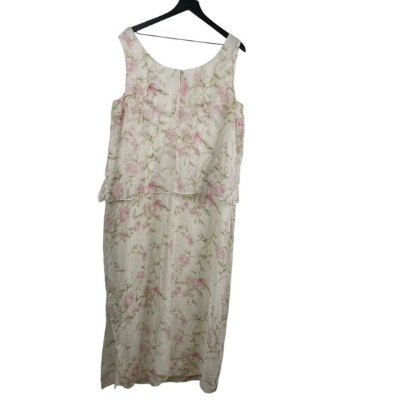 Ursula of Switzerland Dress White 18W Sleeveless Maxi Flora Romantic MOTB Whimsy - Picture 2 of 14